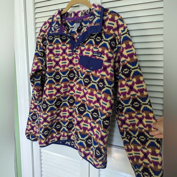 Vintage Patagonia Synchilla Aberdeen Butterfly  Purple Snap T Pullover Medium - Picture 3 of 6